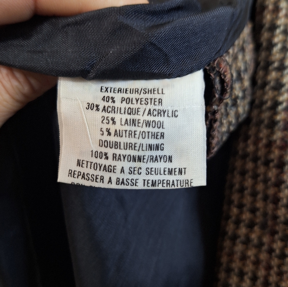 Vintage 90s Jessica Petite Tweed Houndstooth Velvet Collar Wool Blend Blazer 8 - Picture 8 of 12